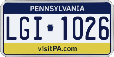 PA license plate LGI1026