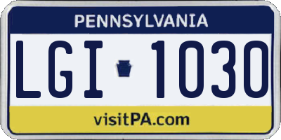 PA license plate LGI1030