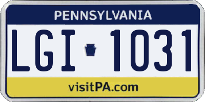 PA license plate LGI1031
