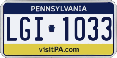 PA license plate LGI1033