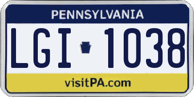 PA license plate LGI1038
