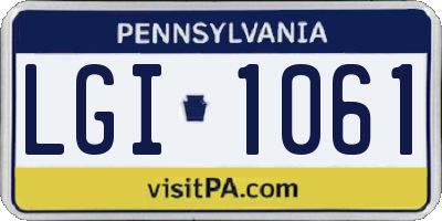 PA license plate LGI1061