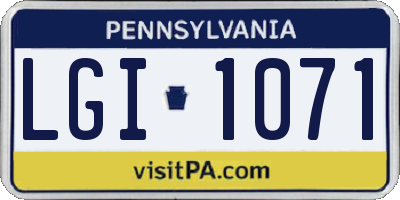 PA license plate LGI1071