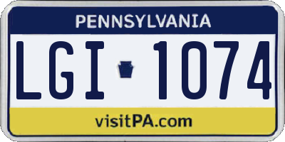PA license plate LGI1074