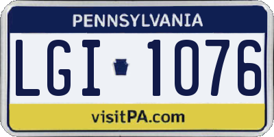 PA license plate LGI1076