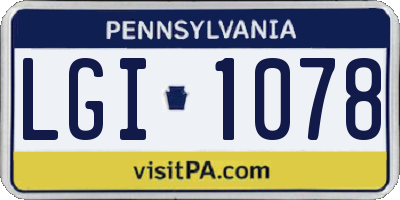 PA license plate LGI1078