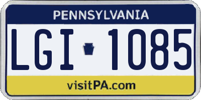 PA license plate LGI1085