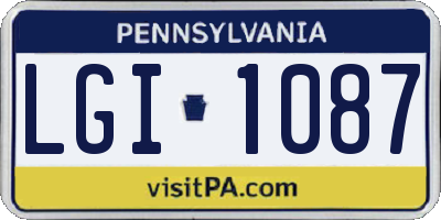 PA license plate LGI1087