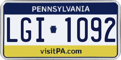 PA license plate LGI1092