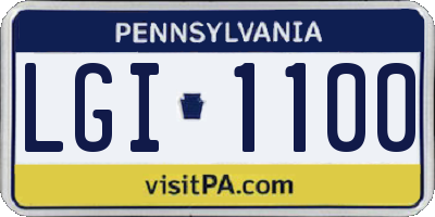 PA license plate LGI1100