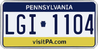 PA license plate LGI1104
