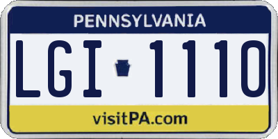 PA license plate LGI1110