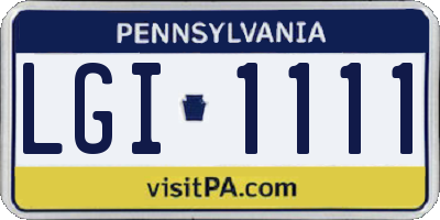 PA license plate LGI1111