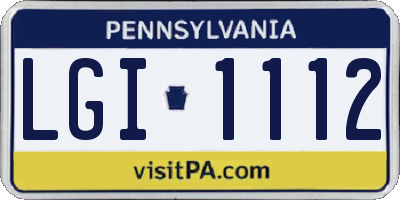 PA license plate LGI1112