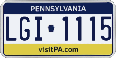 PA license plate LGI1115