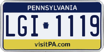PA license plate LGI1119