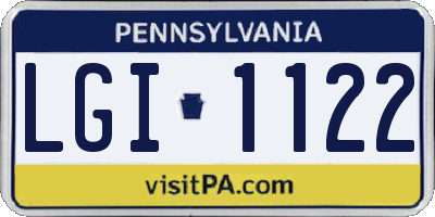PA license plate LGI1122
