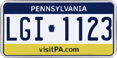 PA license plate LGI1123