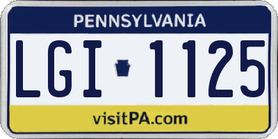 PA license plate LGI1125