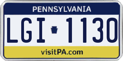 PA license plate LGI1130