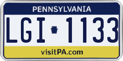 PA license plate LGI1133