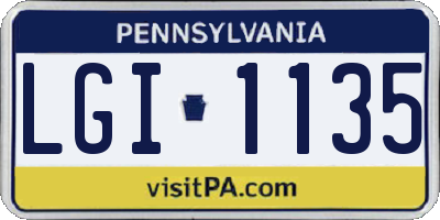 PA license plate LGI1135