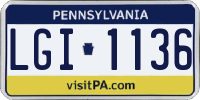 PA license plate LGI1136