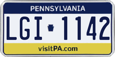 PA license plate LGI1142