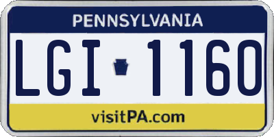PA license plate LGI1160