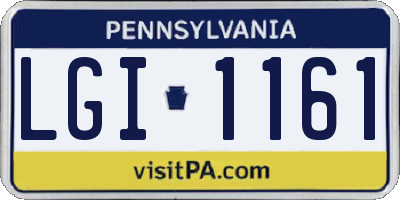 PA license plate LGI1161