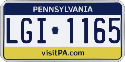 PA license plate LGI1165