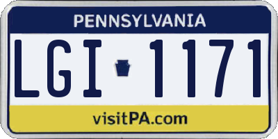 PA license plate LGI1171