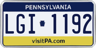 PA license plate LGI1192