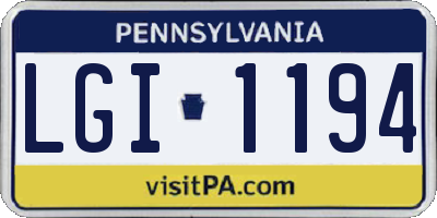 PA license plate LGI1194