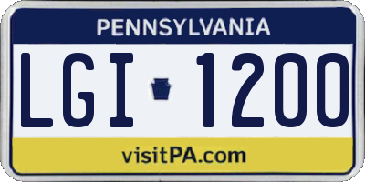 PA license plate LGI1200