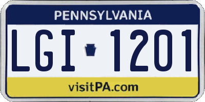 PA license plate LGI1201