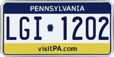 PA license plate LGI1202