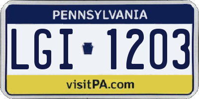 PA license plate LGI1203