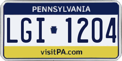 PA license plate LGI1204