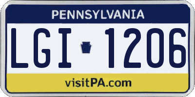 PA license plate LGI1206
