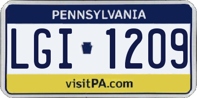 PA license plate LGI1209