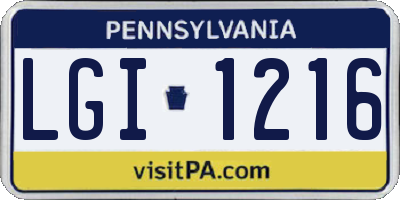 PA license plate LGI1216