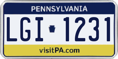 PA license plate LGI1231