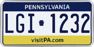 PA license plate LGI1232