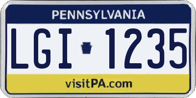 PA license plate LGI1235