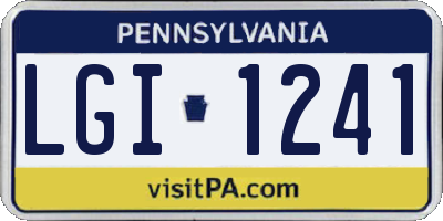 PA license plate LGI1241