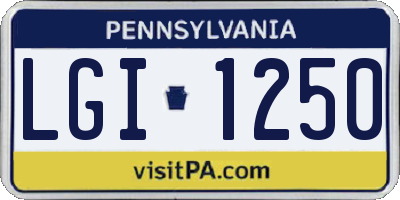 PA license plate LGI1250
