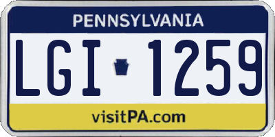 PA license plate LGI1259