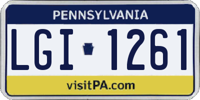 PA license plate LGI1261