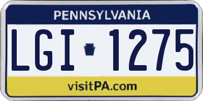 PA license plate LGI1275